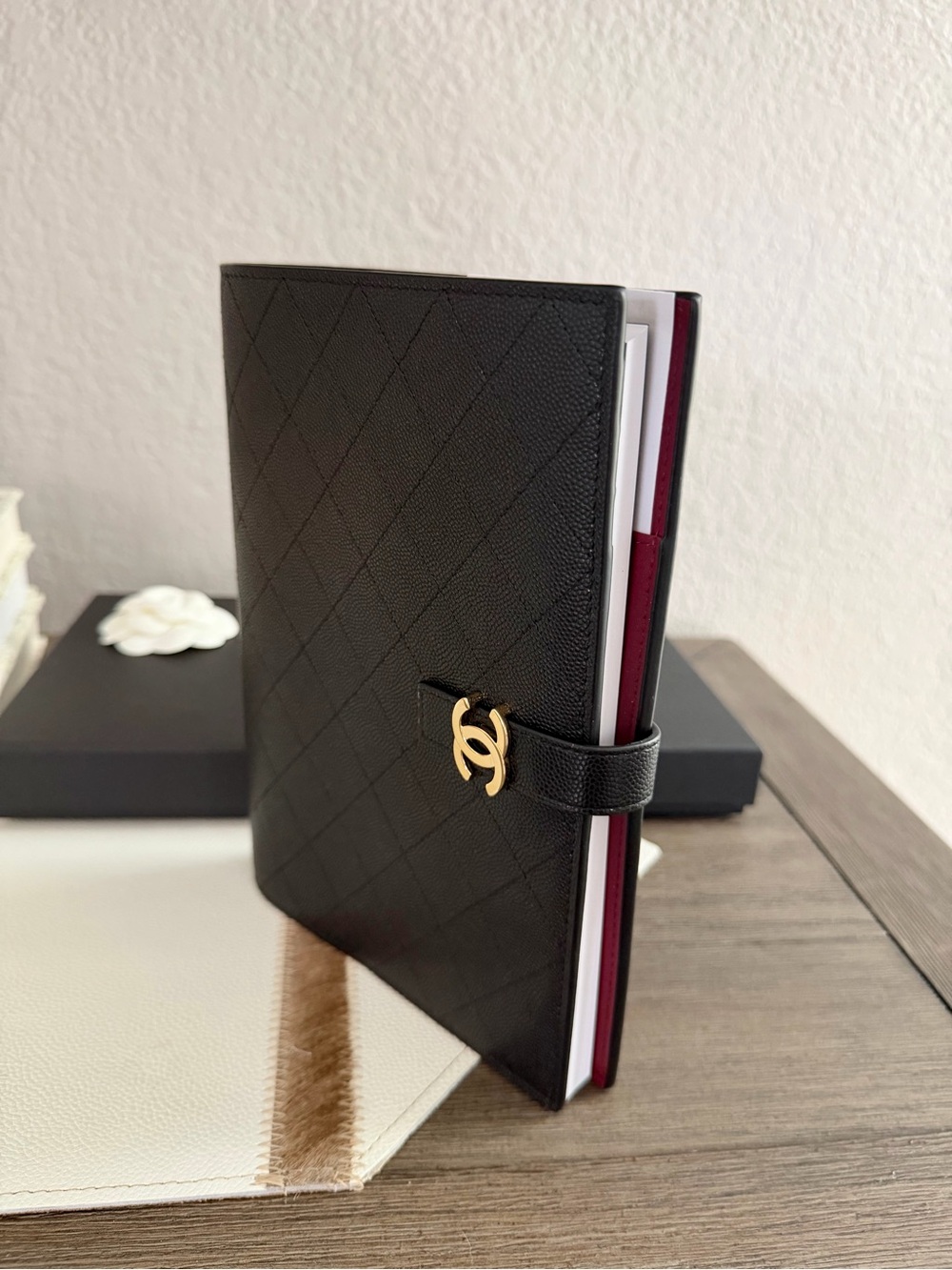 CHANEL large agenda cover Black Quilted Leather with notebooks Gold CC - Picture 6 of 8